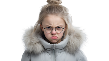 Angry Young Girl in Iceland on a transparent background