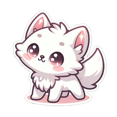 Fototapeta premium Generative AI Cute Little Wolf Sticker, cute little snow wolf sticker, little wolf stickers, adorable polar wolf stickers, funny wolf stickers, cute little white wolf stickers, baby wolf sticker
