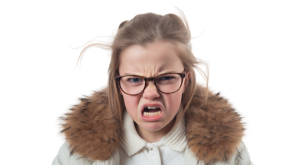 Angry Young Girl in Iceland on a transparent background