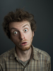 Obraz premium Portrait of a man on a uniform background. Very expressive. 