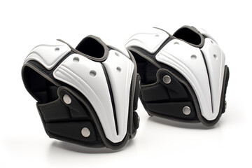Fototapeta premium Rugby shoulder pads isolated on white background created with Generative Ai