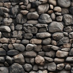 Seamless pattern with old shabby stones. Natural cobble endless texture.