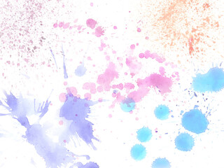 Multi-colored splashes of watercolor paint on a white background, colorful abstract background for design