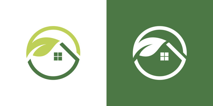 eco building house vector logo design template. green leaf logo with multi-storey building. eco friendly construction logo
