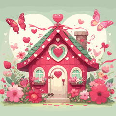 Valentines Fairy House Clipart