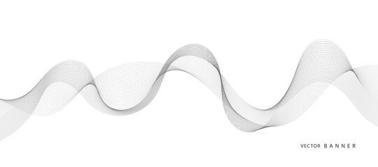 Modern Background with Black Wavy Lines.