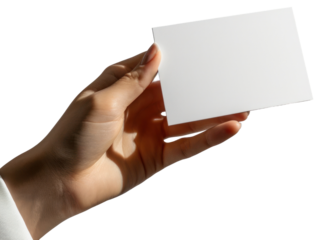 Blank white business card mockups on hand illustration PNG element cut out transparent isolated on white background ,PNG file ,artwork graphic design.