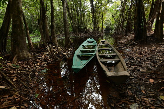 Duas canoas embarca&ccedil;&atilde;o usada por ribeirinhos na Amaz&ocirc;nia. 