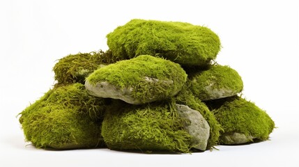a pile of moss on white background.