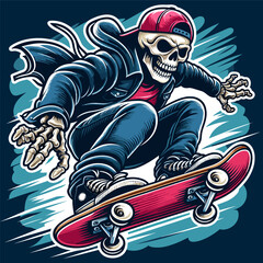skull skateboard logo vector  - obrazy, fototapety, plakaty