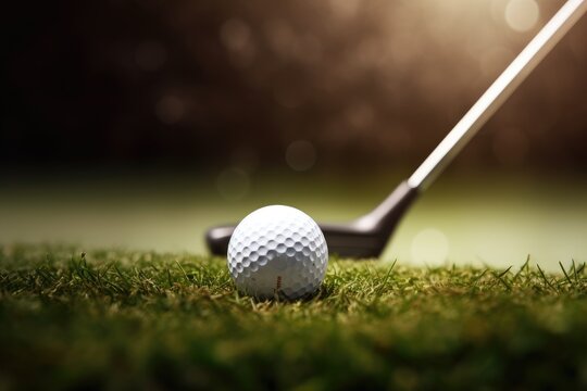 A golf ball and a golf club