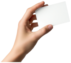 Blank white business card mockups on hand illustration PNG element cut out transparent isolated on white background ,PNG file ,artwork graphic design.