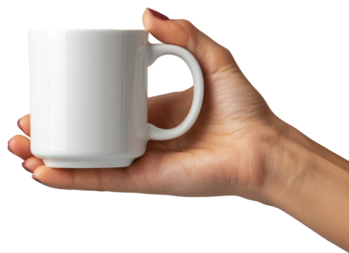 Hand holding white cup mack up illustration PNG element cut out transparent isolated on white background ,PNG file ,artwork graphic design.