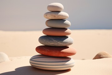 Fototapeta na wymiar Balancing Pebbles on the Beach