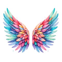 Fototapeta na wymiar watercolor paint angel wings for holiday card decor