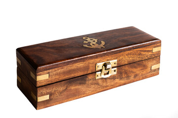 Wooden gift box with anchor on lid