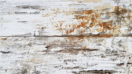 Vintage White Distressed Wood Background with Rusty Accents