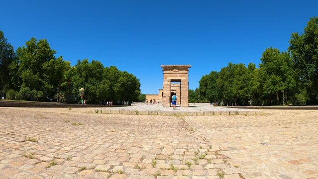 Temple of Debod is an ancient Egyptian temple rebuilt in the center in Madrid, Spain