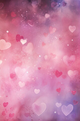 Abstract a pink and white bouncing light background with hearts icons,