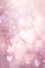 Abstract a pink and white bouncing light background with hearts icons,