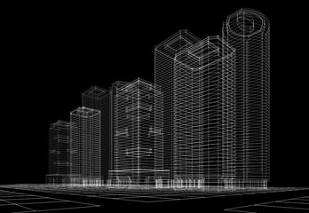 Naklejka premium abstract architecture buildings 3d illustration