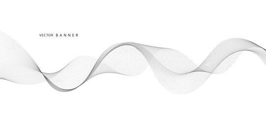 Modern Background with Black Wavy Lines.