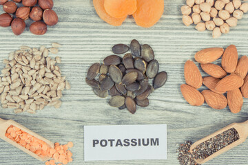 Fototapeta na wymiar Healthy nutritious food as source natural potassium, vitamin K, fiber and other minerals