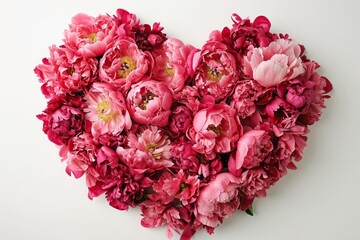 Heart formed from peonies