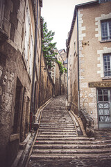 Naklejka na ściany i meble Old historical buildings in the narrow street at ancient city Blois France