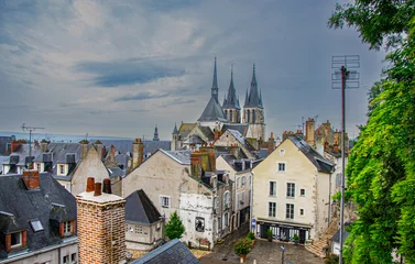 Fotobehang Old historical buildings in the narrow street at ancient city Blois  France © VSzili