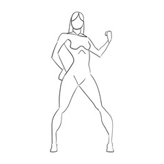 How to draw female mannequin figure. Easy woman pose drawing. Vector illustration image.
