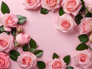 pink rose flowers against the pale color background, bunch of flowers, floral background