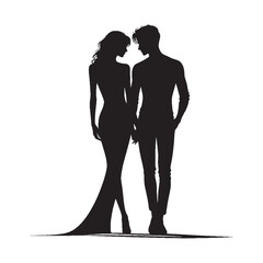 Whispers of Unity: A detailed Valentine Couple silhouette, creating a poetic ambiance of love's unity - valentine couple silhouette Valentine Silhouette - Couple vector
