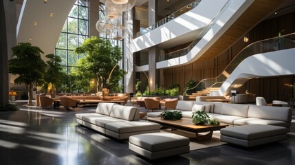 modern minimalism style hotellobby, masterpiece