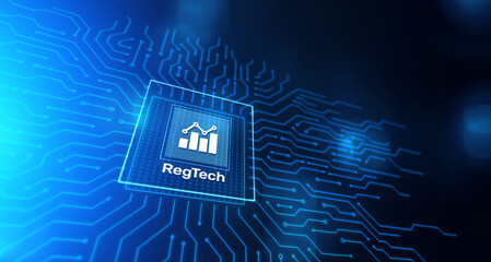 RegTech Regulation Compliance financial control modern internet technology concept on virtual screen.