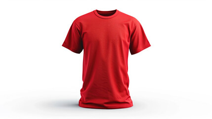 Red tshirt with a blank front view, mockup, white background.