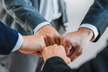 Business partner  joining hands team spirit Collaboration global community teamwork .
