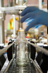 a production line for empty bottles. beverage industry