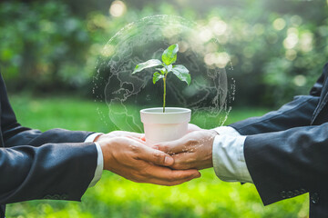 Environmental Collaboration in green business people conserve the green business growing with...