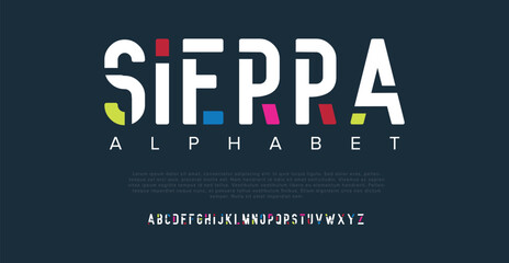 Modern minimal abstract alphabet fonts. Typography technology, electronic, movie, digital, music, future, logo creative font. vector illustration