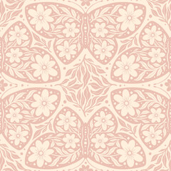 Hand drawn butterflies flowers seamless pattern. Scandinavian folk seamless butterfly floral texture