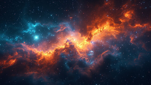 An awe-inspiring cosmic canvas showcasing the majestic Taurus constellation, with the glowing presence of the star Aldebaran illuminating a celestial landscape.