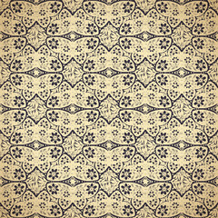 Hand drawn butterflies flowers seamless pattern. Scandinavian folk seamless butterfly floral texture