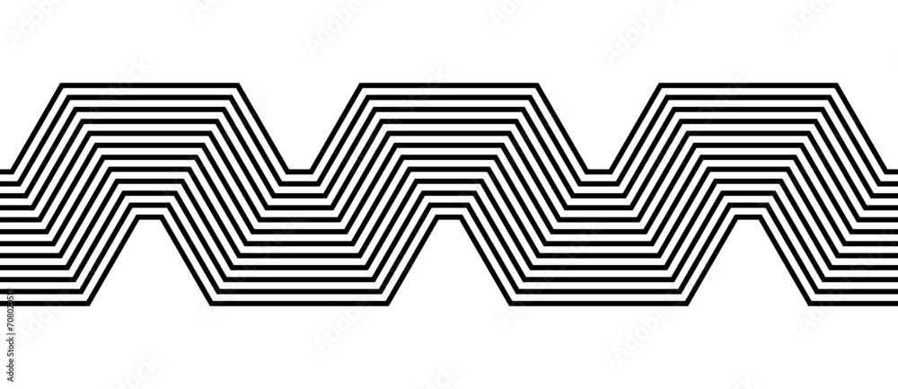 Poster abstract background with zigzag lines. stripes optical art illusion.