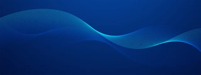 Foto op Plexiglas Abstract blue background with flowing lines for futuristic concept. Dynamic waves. vector illustration. © BoBloob