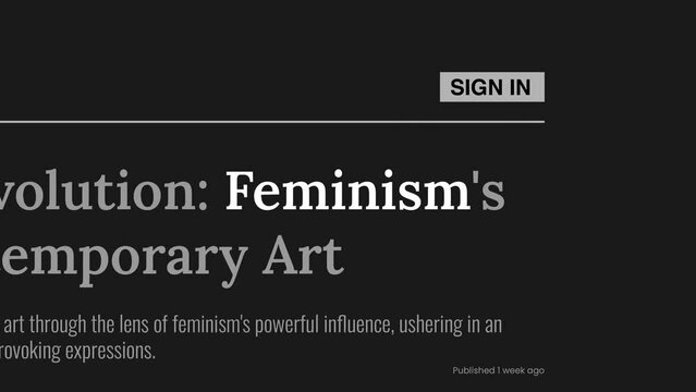 Term 'Feminism' highlighted on FAKE headlines news publications. Titles on black background. Can be used for editorial AND non editorial content as everything is 100% fake