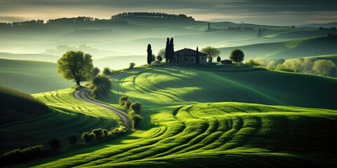 Iatalian landscapes of green hills