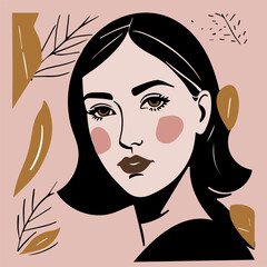 Abstract portrait of a girl in neutral colors. Vector art