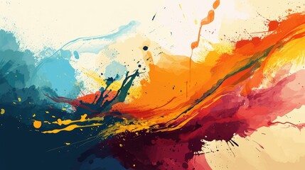 Abstract watercolor background with colored splashes of paint