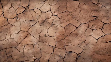 Foto op Plexiglas Fondo con textura de barro seco con grietas creadas por la sequía © VicPhoto